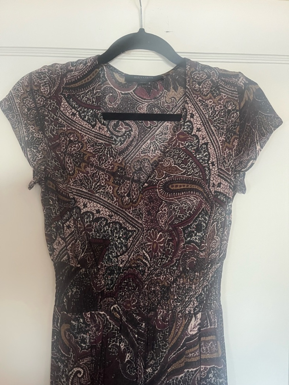 All Saints Leila Paisley Midi Dress Size S - Picture 7 of 11